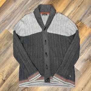 Trash‎ Nouveau Cardigan Button Shawl Wool Men XL Gray Cable Knit Grandpa Heavy